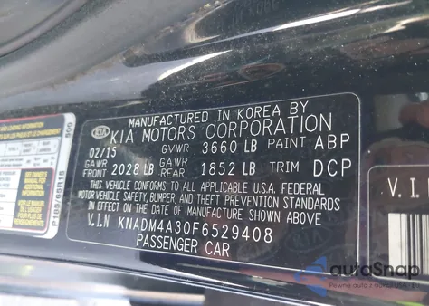 2015 Kia Rio Lx из США, поврежденный, VIN KNADM4A30F6529408